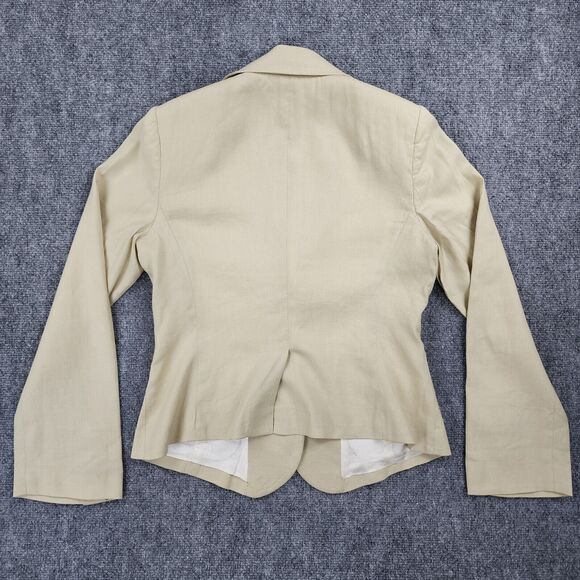 Banana Republic Blazer Womens 6 Beige Linen Stretch Blend Casual Y2K Career Coat - Picture 3 of 16